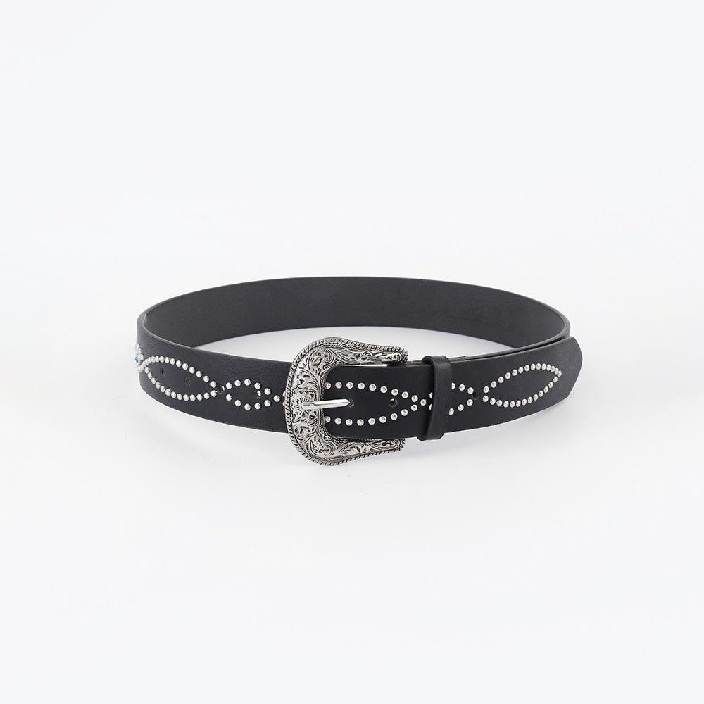 PU Leather Rhinestone Belt - Charming Charlie
