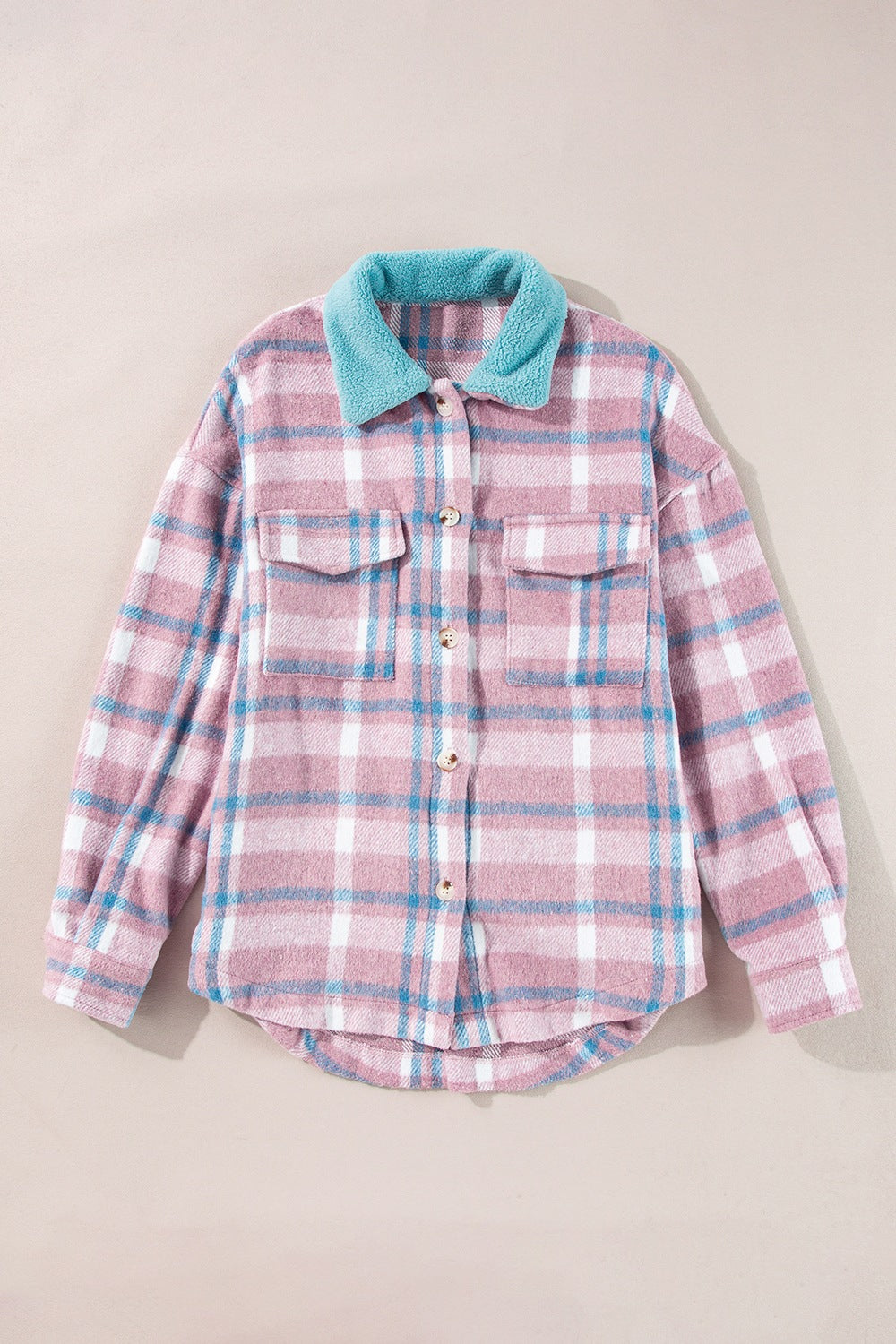 Plaid Collared Neck Flap Pockets Shacket - Charming Charlie