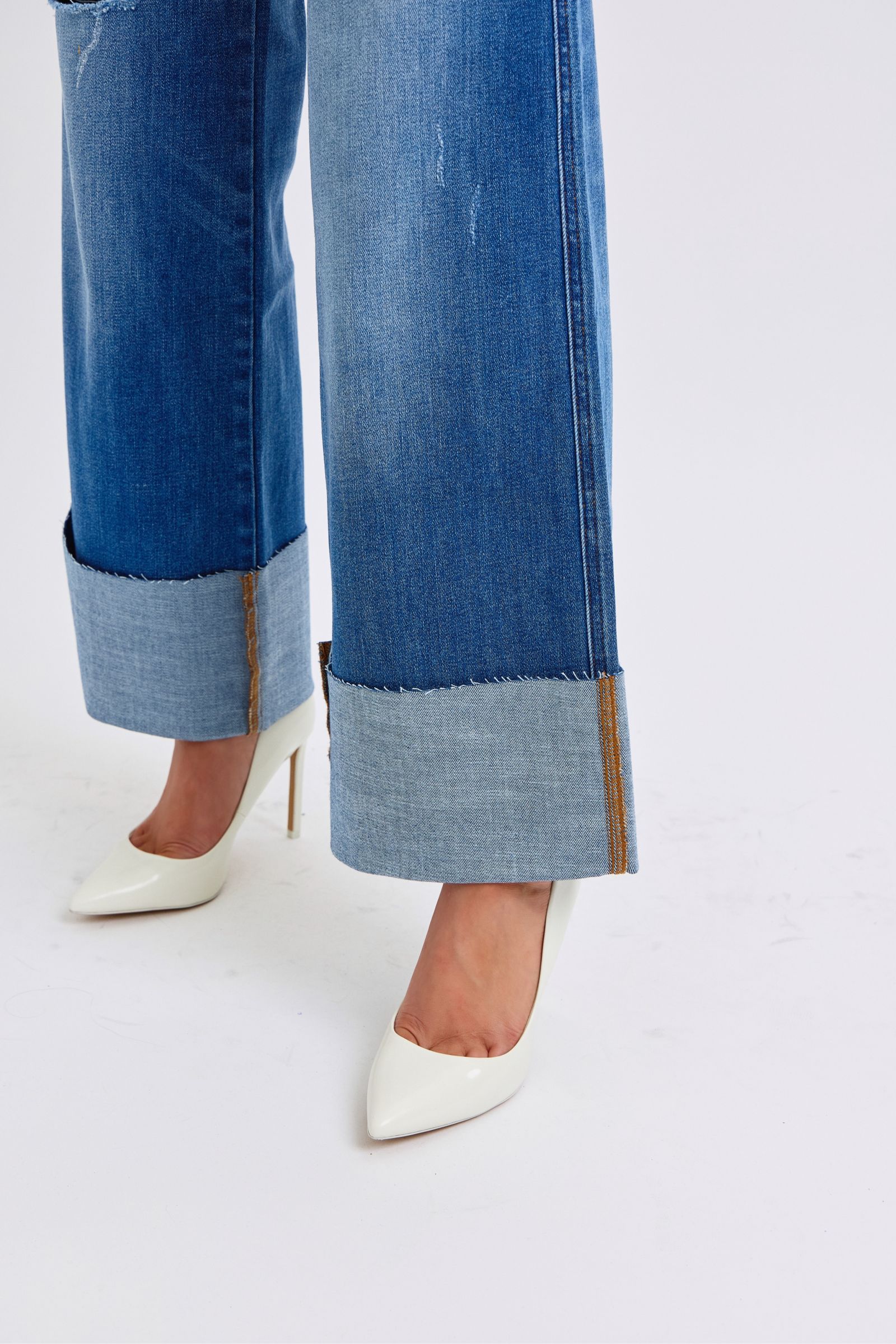 Judy Blue Full Size Distressed High Waist Wide Leg Jeans - Charming Charlie