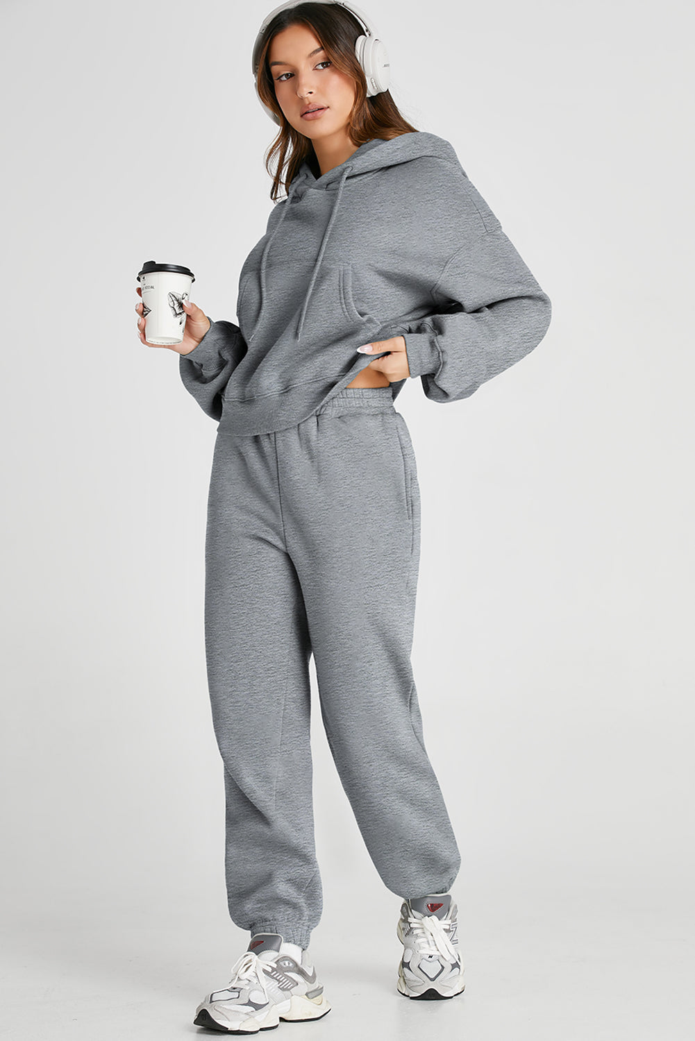 Dropped Shoulder Hooded Top and Pants Active Set - Charming Charlie