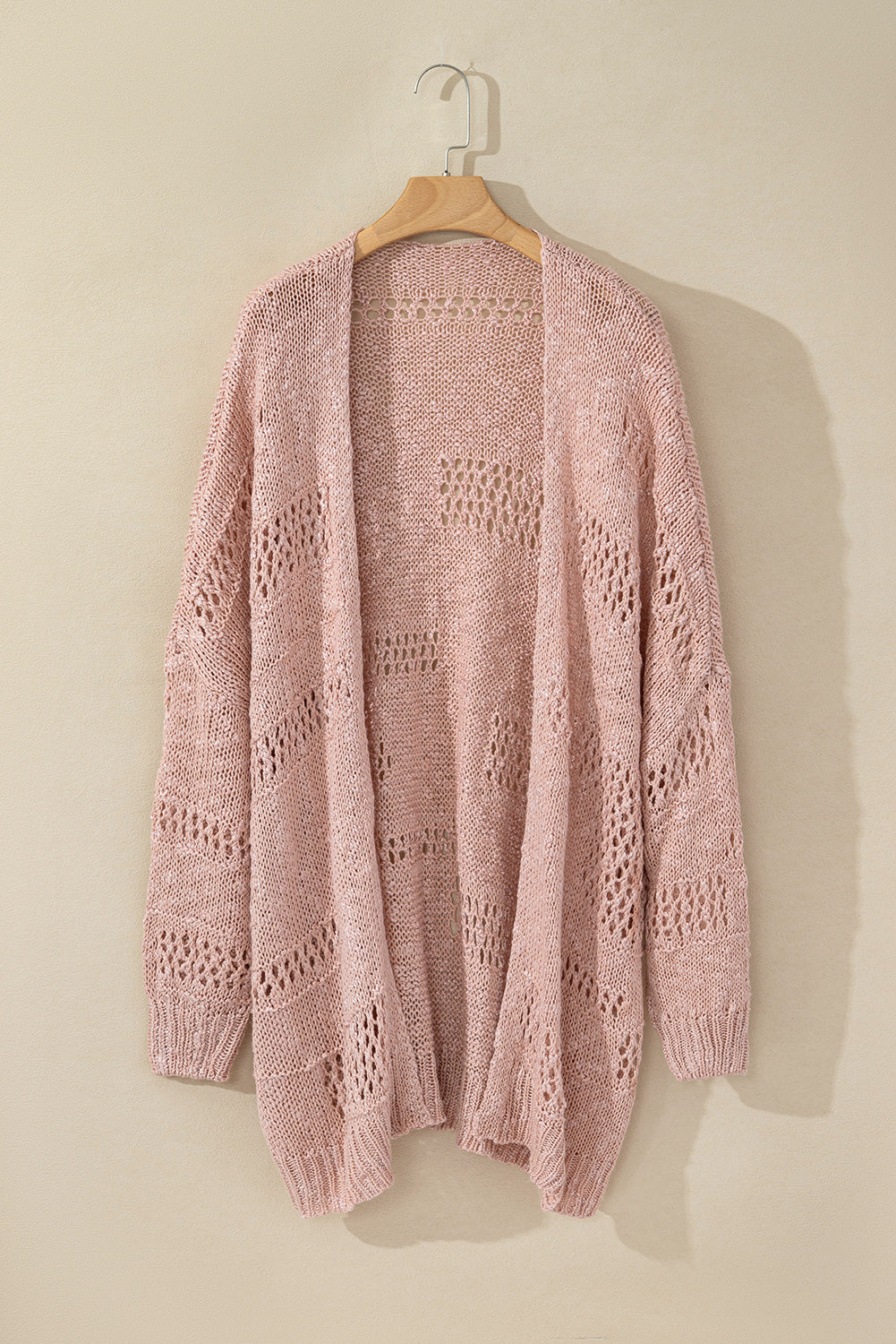 Openwork Open Front Long Sleeve Cardigan - Charming Charlie