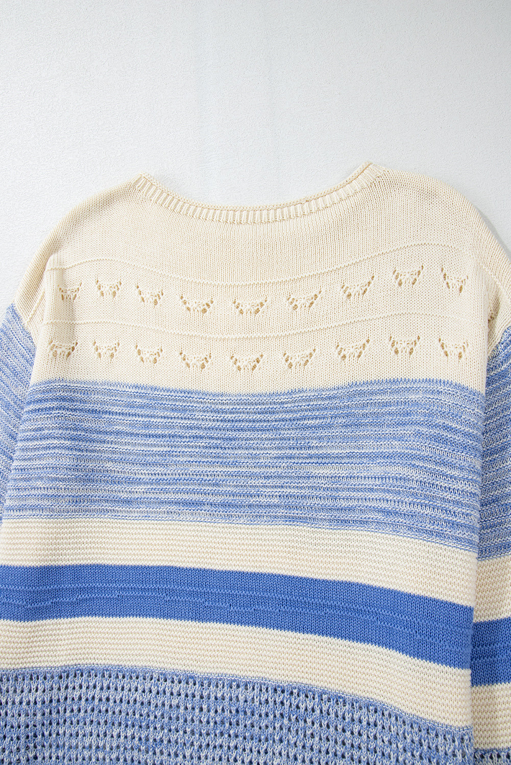Contrast Round Neck Long Sleeve Sweater - Charming Charlie