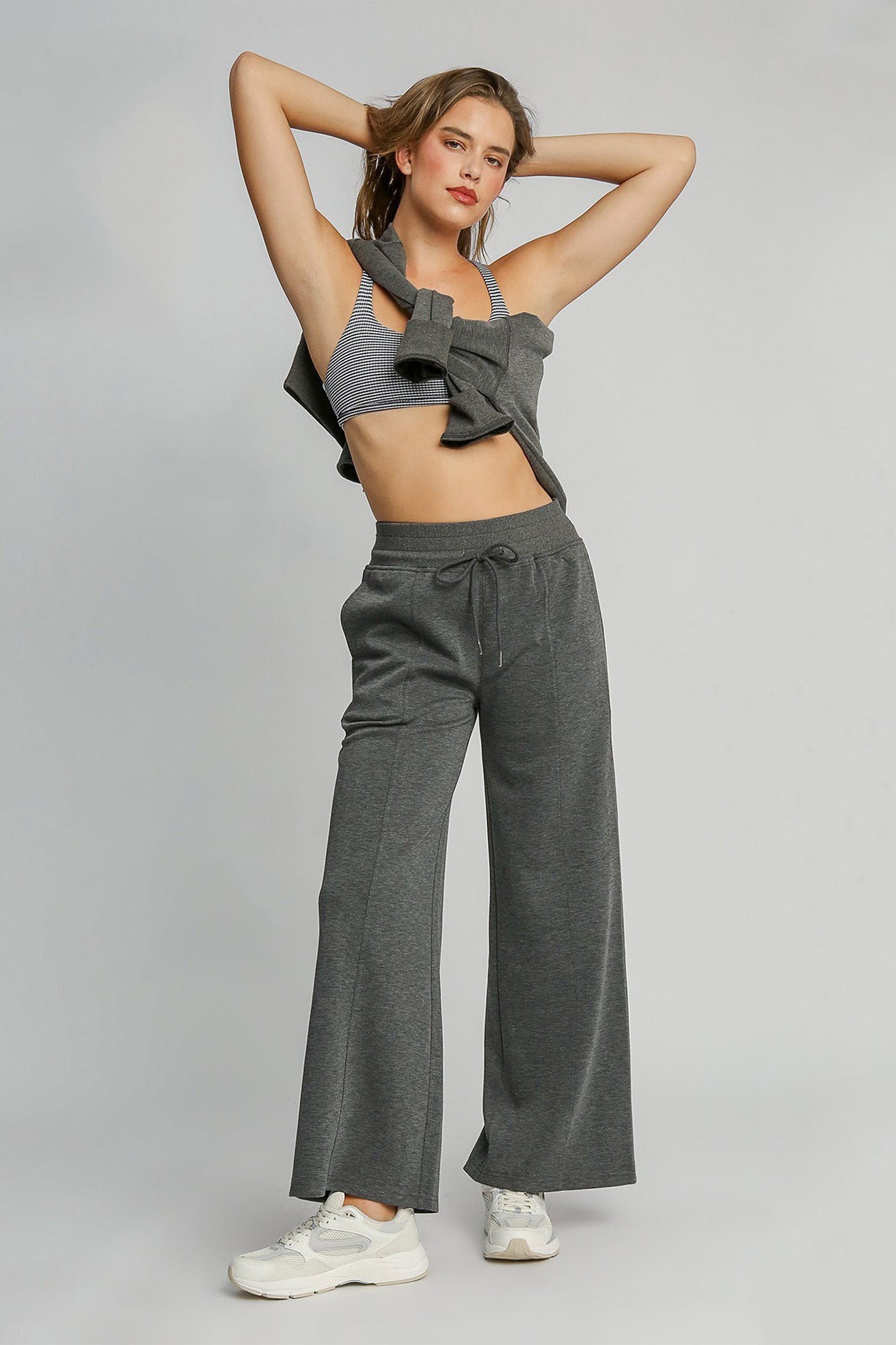 Umgee Full Size Drawstring Wide Leg Pants with Pockets - Charming Charlie