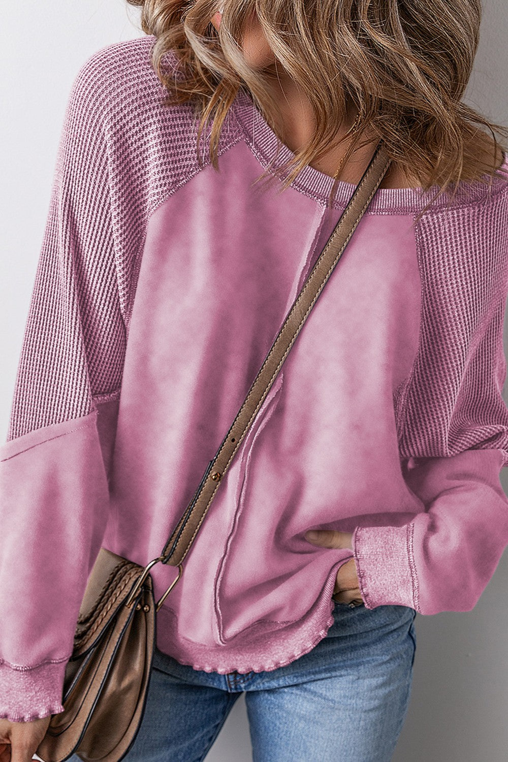 Exposed Seam Long Sleeve Sweatshirt - Charming Charlie