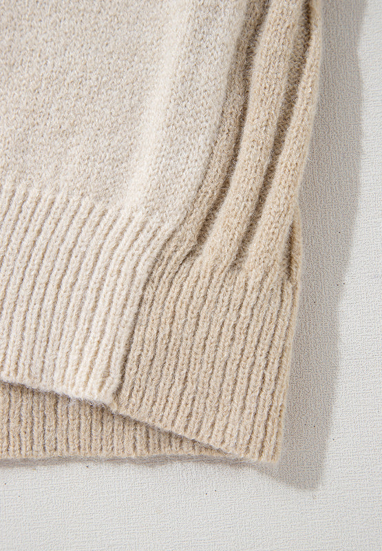 Cable-Knit Color Block Round Neck Sweater - Charming Charlie