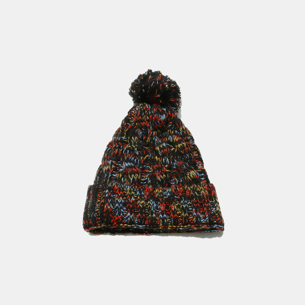 Contrast Cable-Knit Hat with Pompom - Charming Charlie