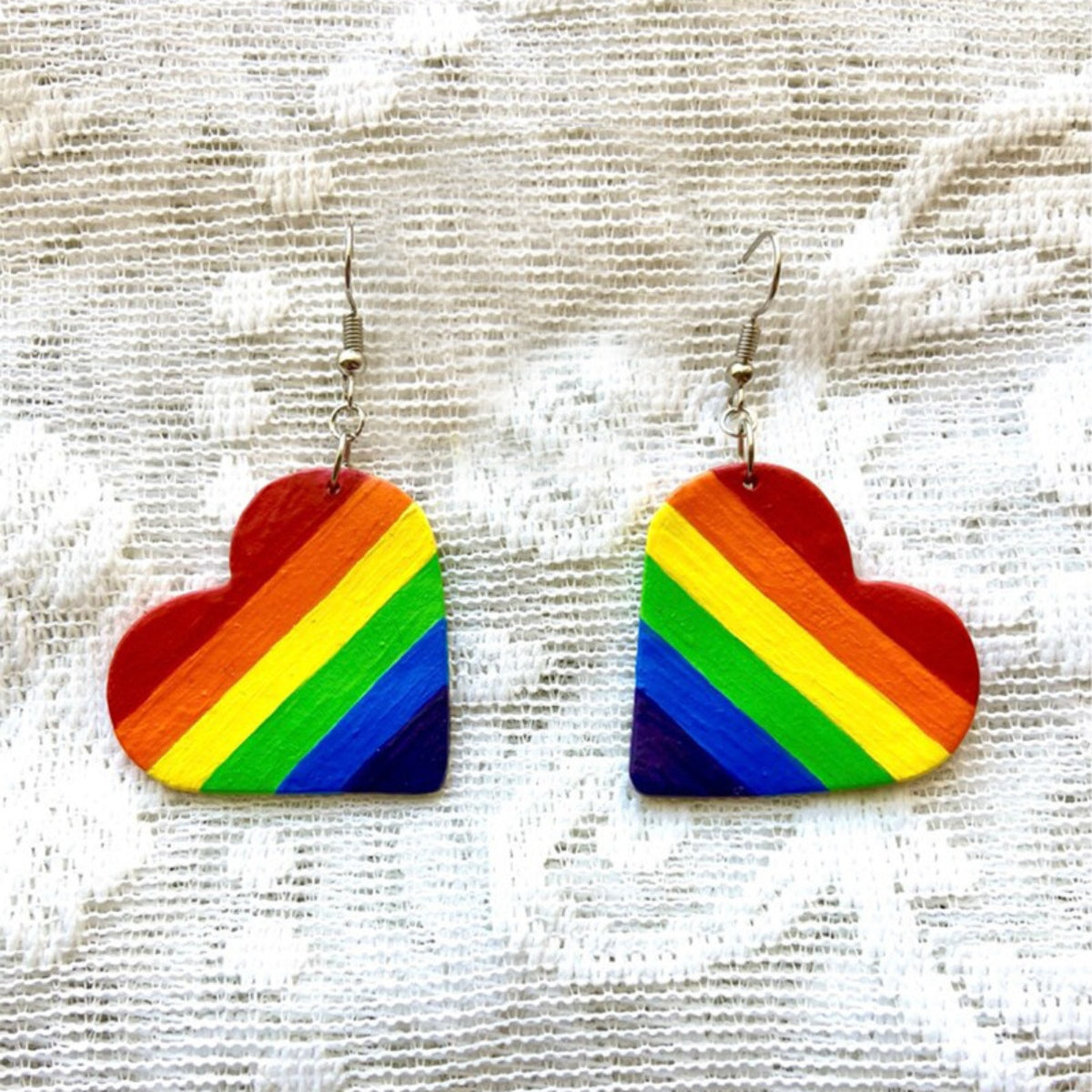Leather Colorful Striped Heart Earrings - Charming Charlie
