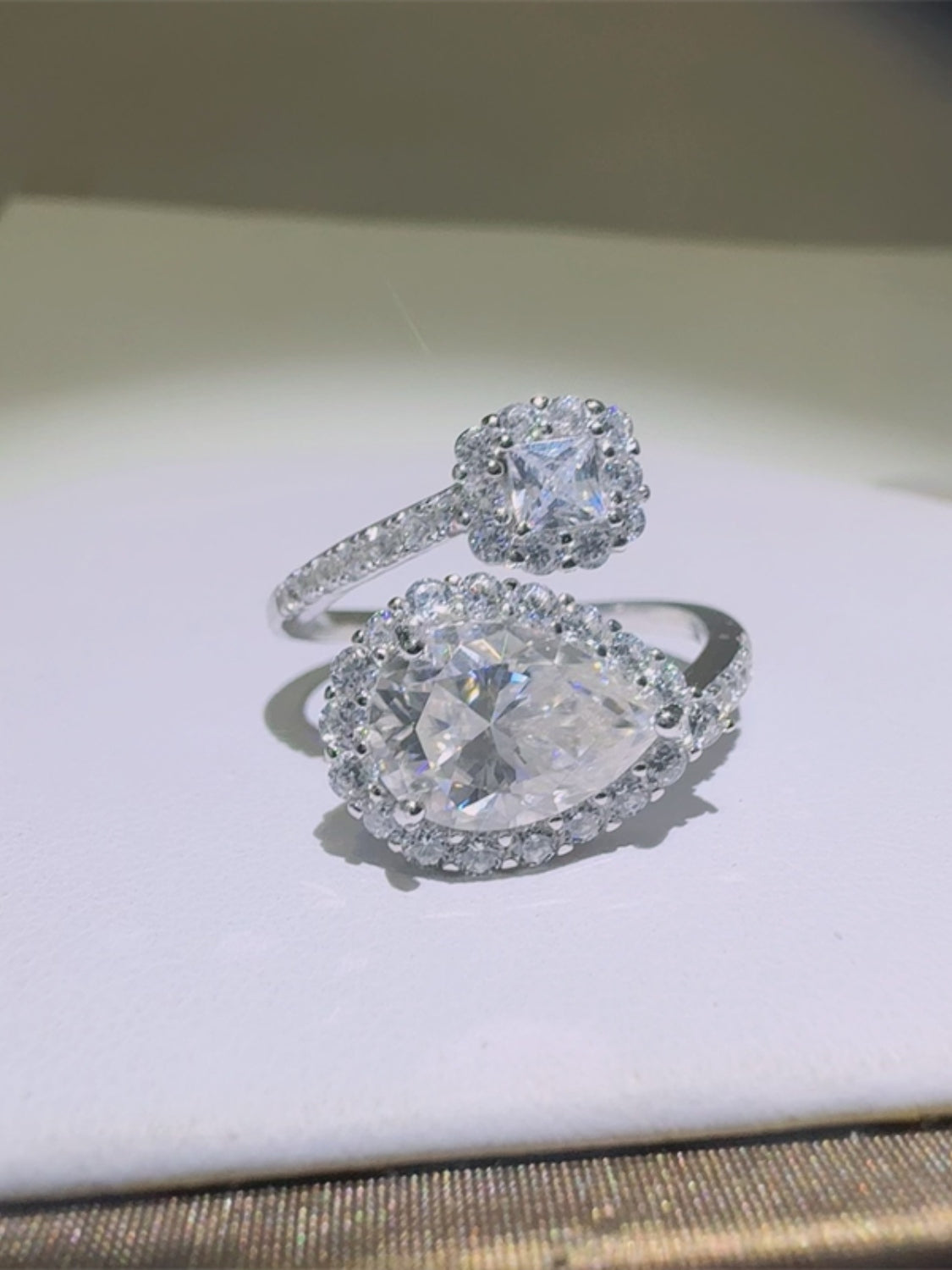 2 Carat Moissanite 925 Sterling Silver Bypass Ring - Charming Charlie