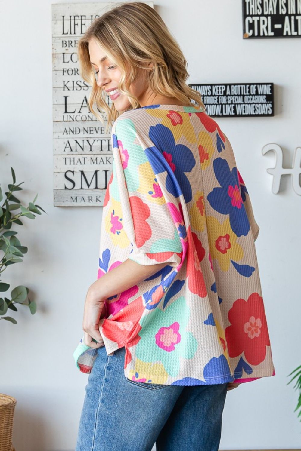 HOPELY Floral Waffle Oversize T-Shirt - Charming Charlie