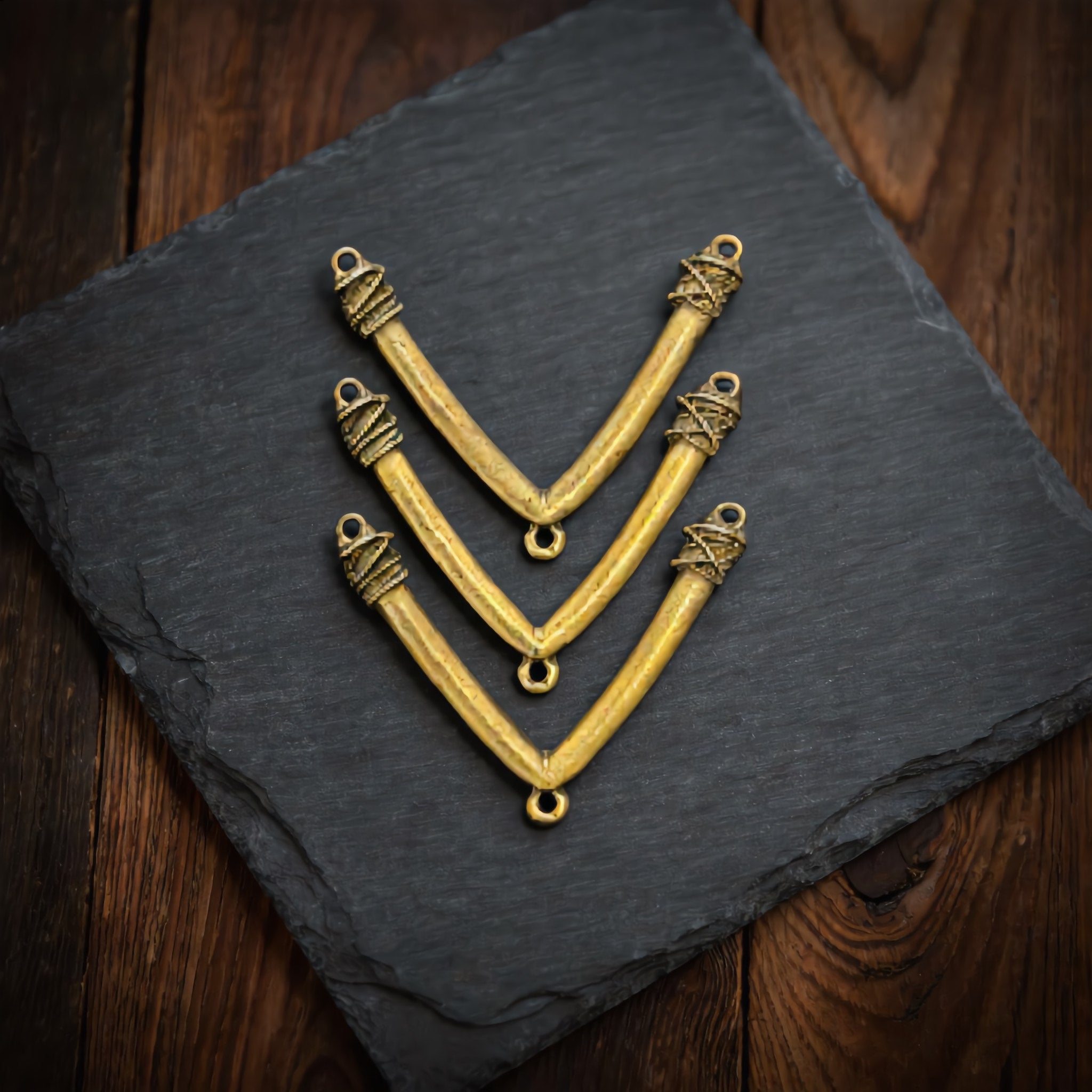 Rustic Antique Brass V-Shape Pendants - Charming Charlie