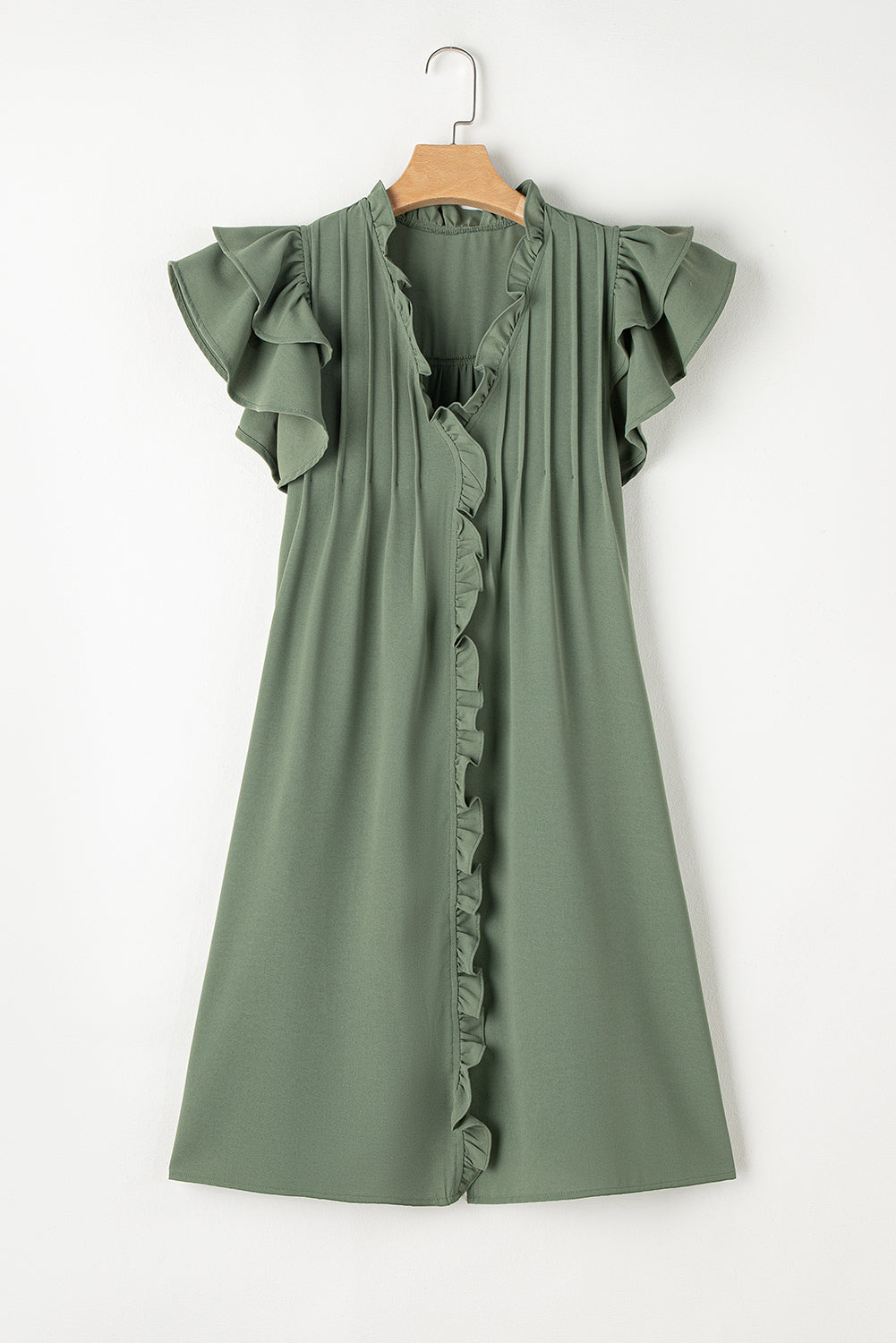 Ruffled V-Neck Cap Sleeve Mini Dress - Charming Charlie