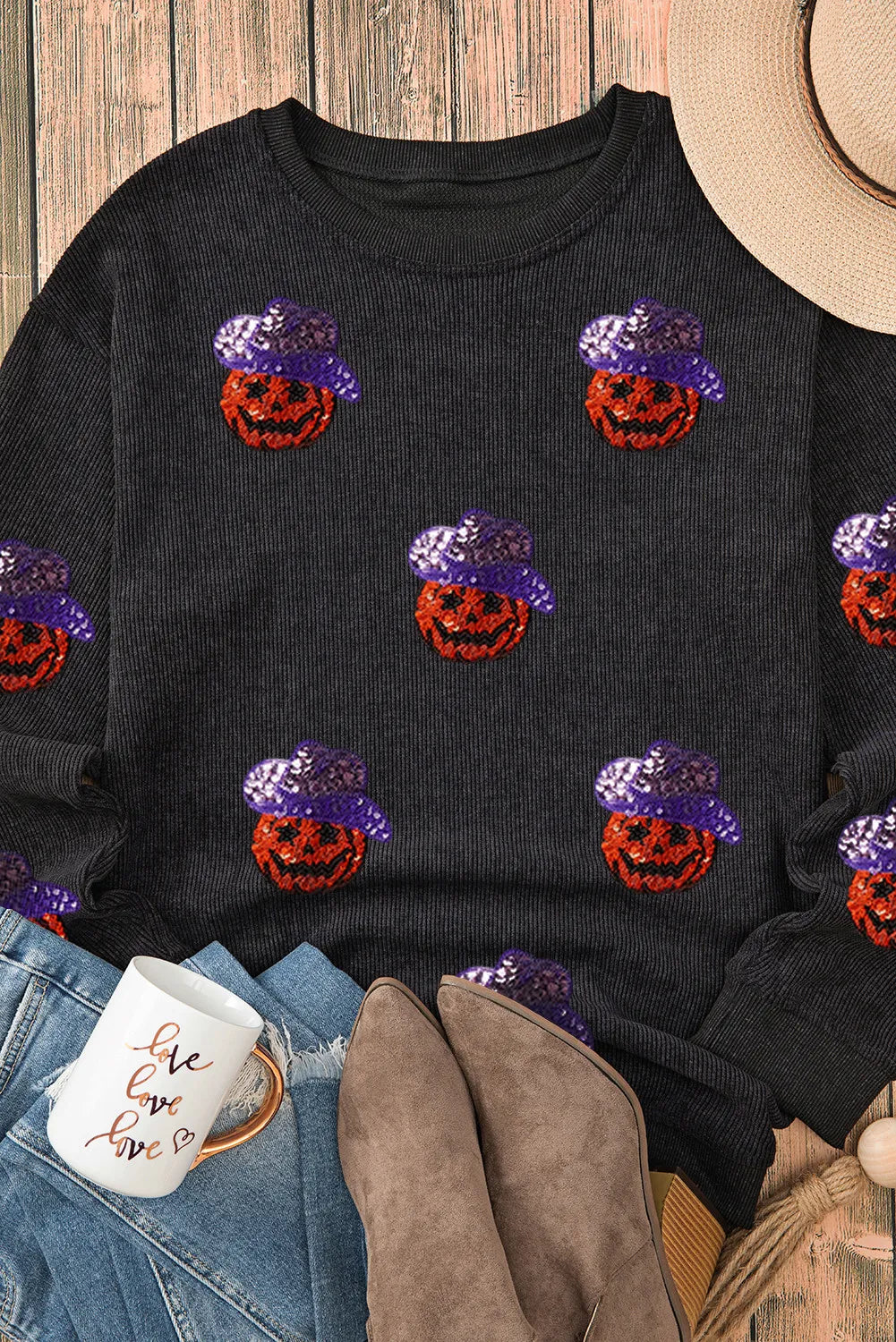 Sequin Pumpkin Long Sleeve Sweatshirt - Charming Charlie