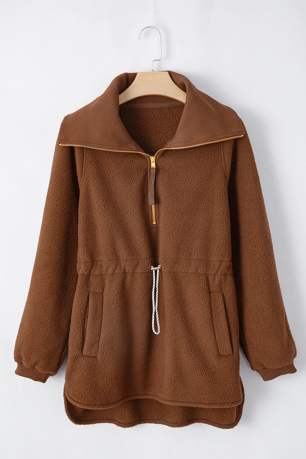Drawstring Half Zip Long Sleeve Sweatshirt - Charming Charlie