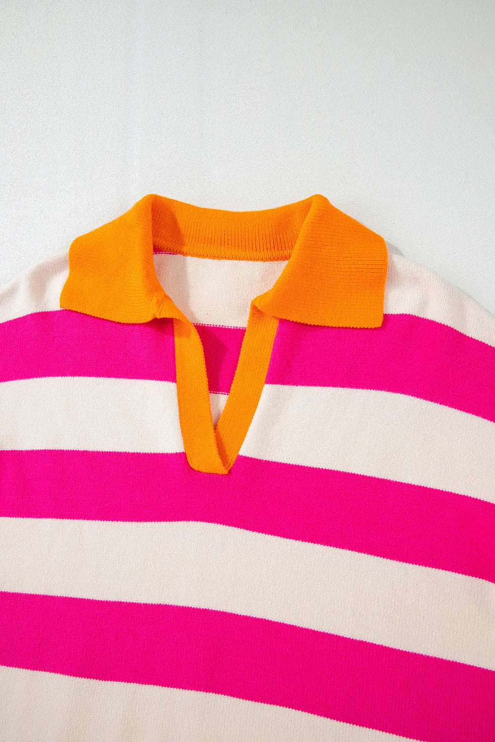 Contrast Stripes Johnny Collar Long Sleeve Sweater - Charming Charlie