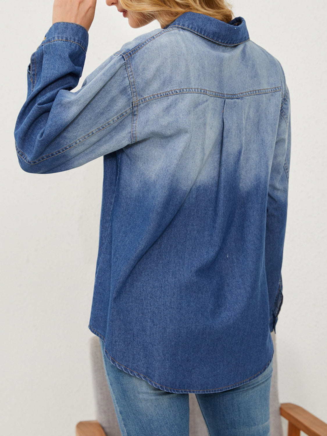 Button Up Long Sleeve Denim Jacket - Charming Charlie