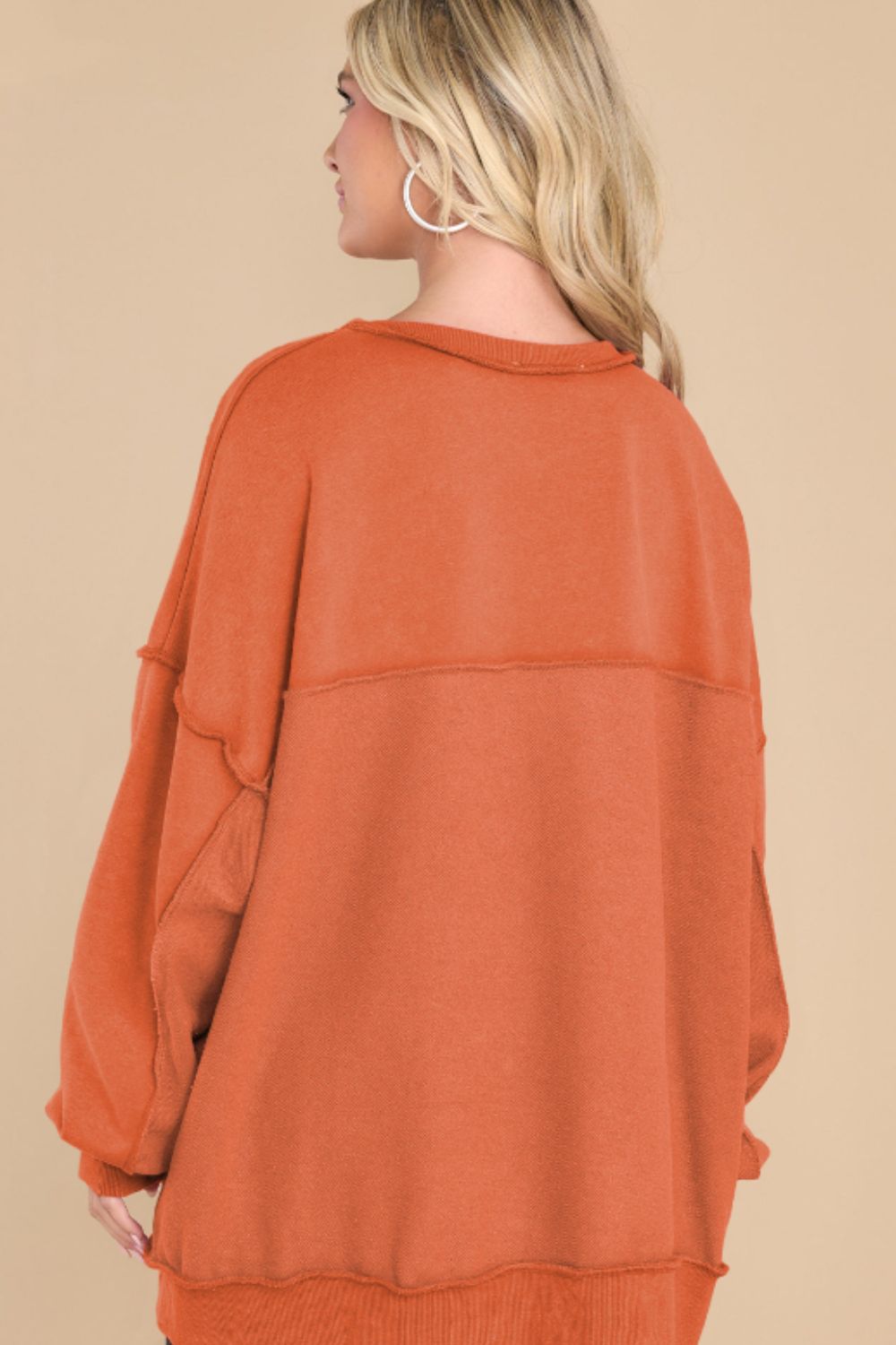 Exposed Seam Long Sleeve Sweatshirt - Charming Charlie