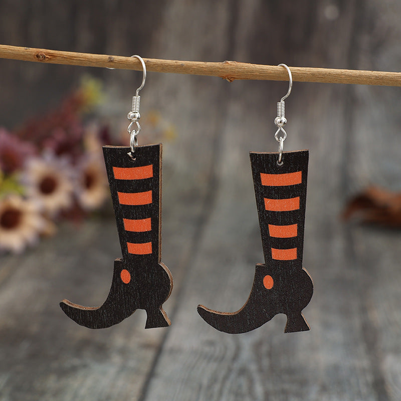 Alloy Wooden Boots Earrings - Charming Charlie