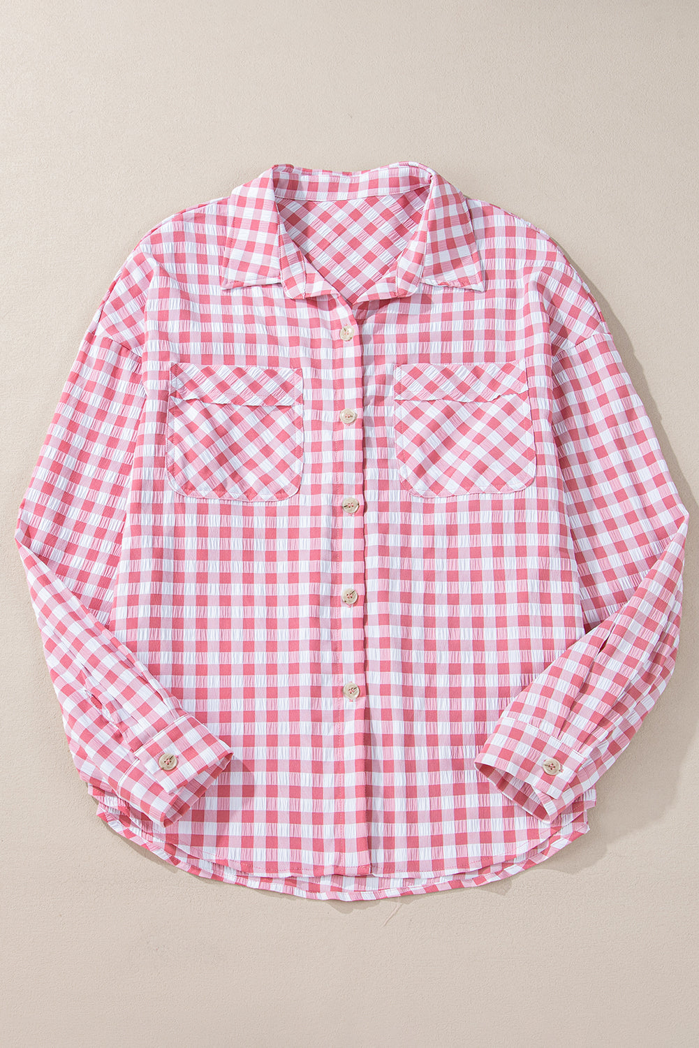 Plaid Collared Neck Long Sleeve Shirt - Charming Charlie