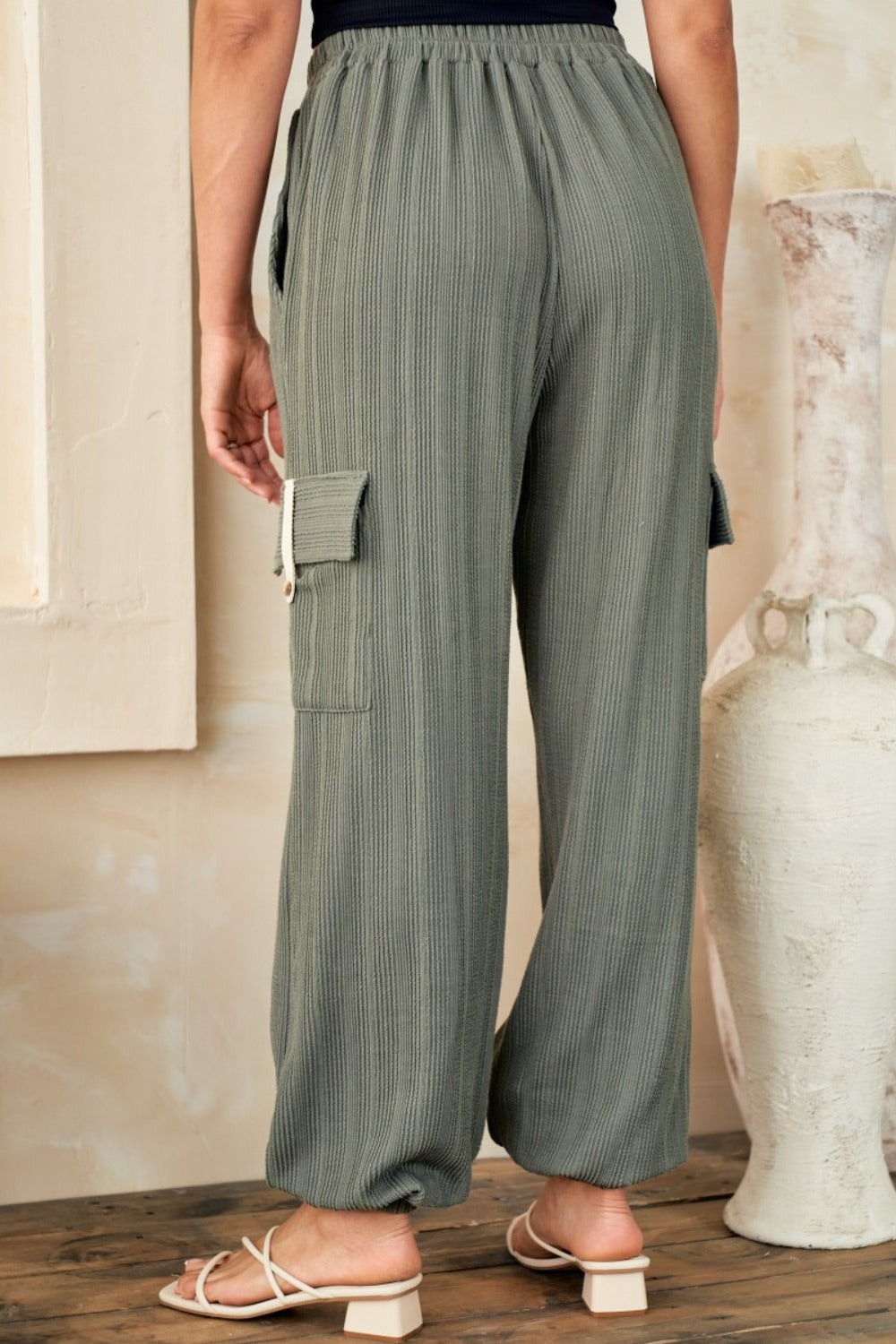 Hailey & Co Textured Rib Cargo Pants - Charming Charlie