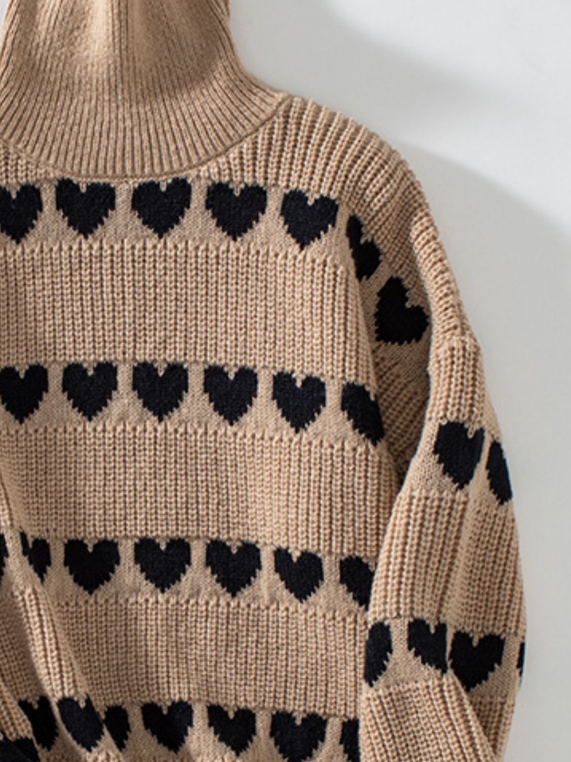 Heart Turtleneck Dropped Shoulder Sweater - Charming Charlie