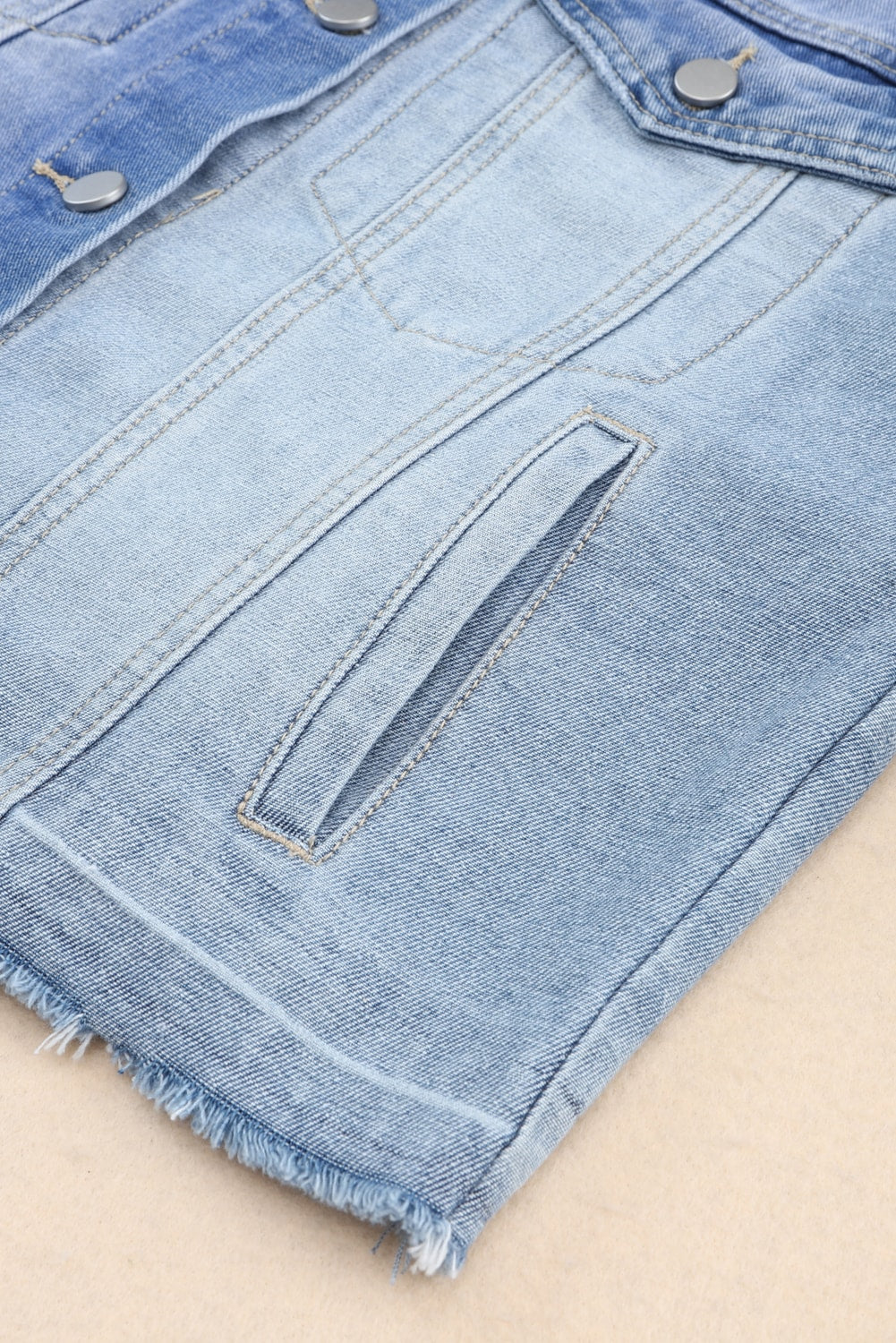 Distressed Button Up Drop Shoulder Denim Jacket - Charming Charlie