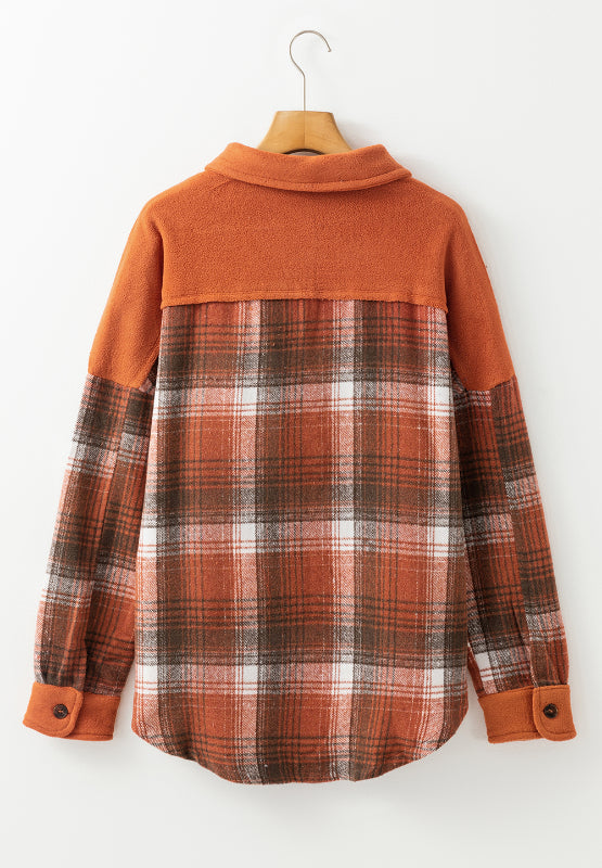 Plaid Button Up Long Sleeve Jacket - Charming Charlie