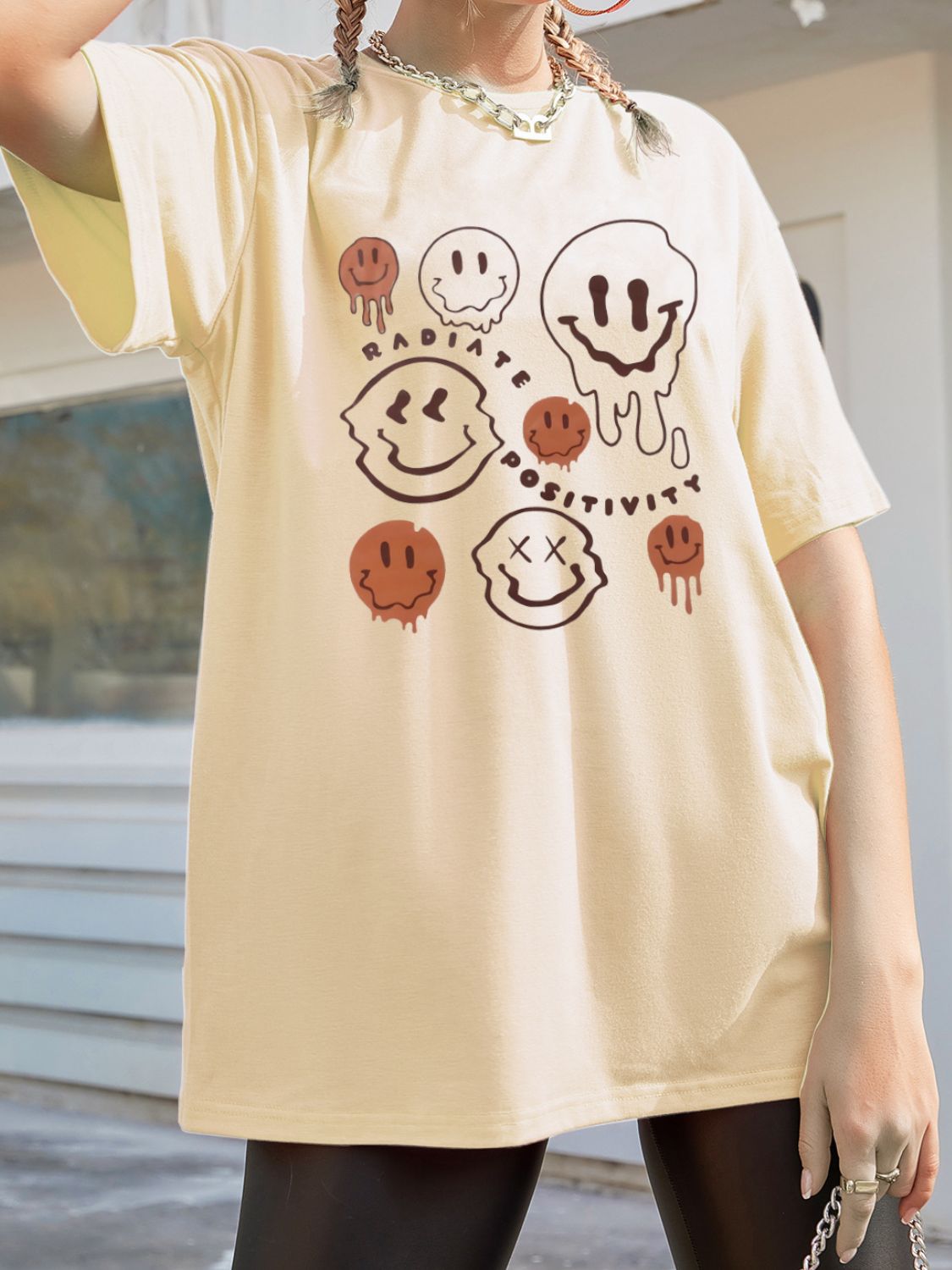 Graphic Round Neck Half Sleeve T-Shirt - Charming Charlie