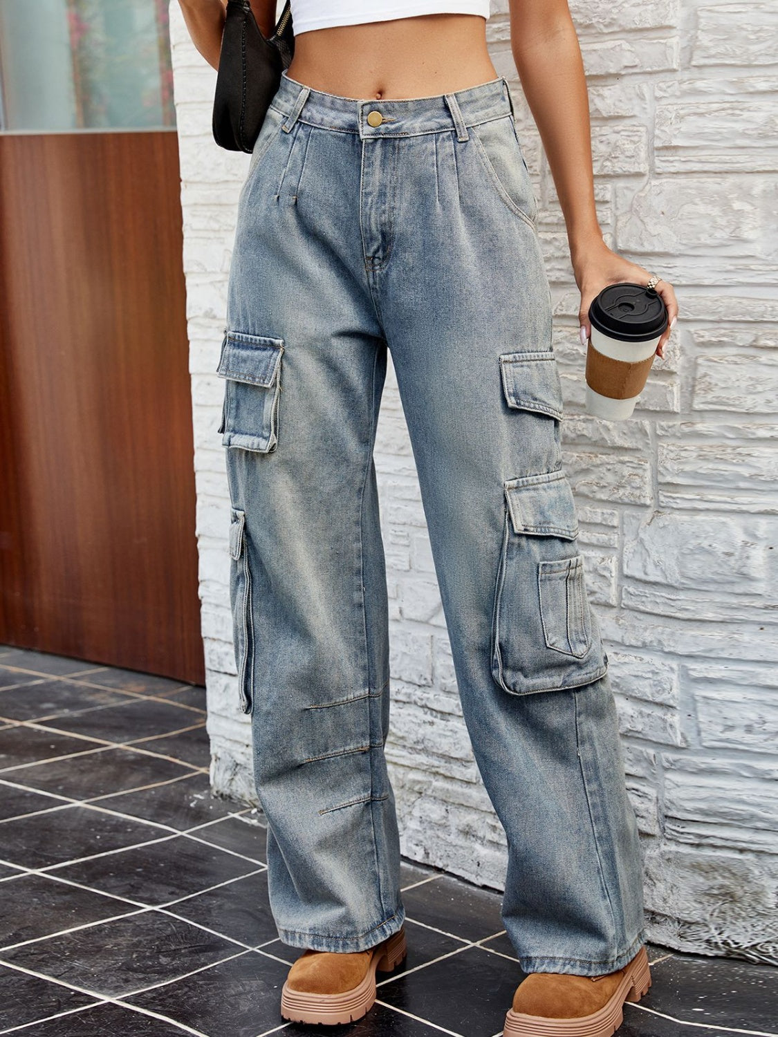 Washed Jeans with Pockets - Charming Charlie
