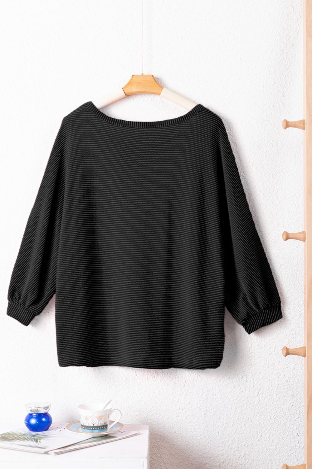 Texture V-Neck Long Sleeve Top - Charming Charlie