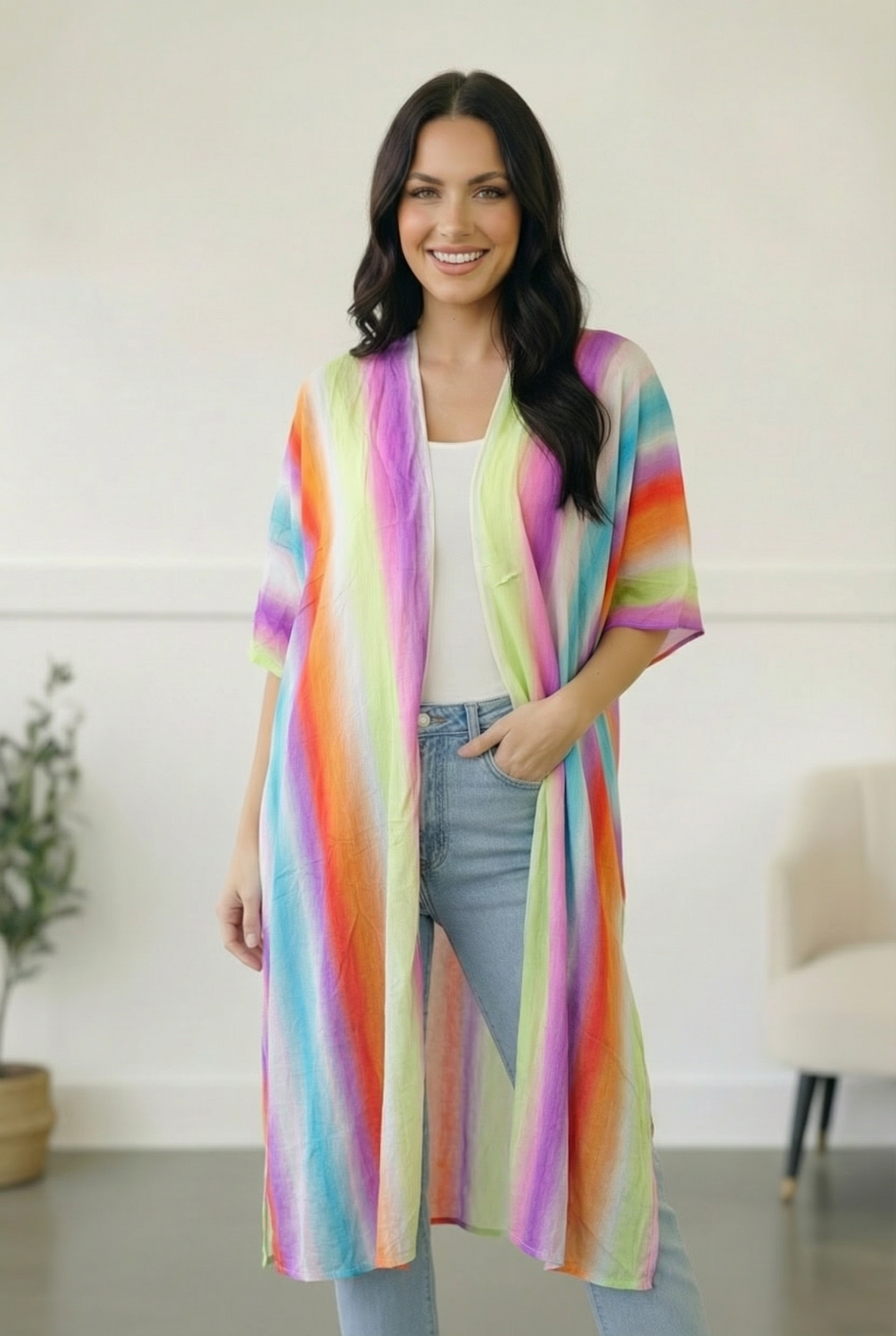Caught in Technicolor Open Kimono - Charming Charlie