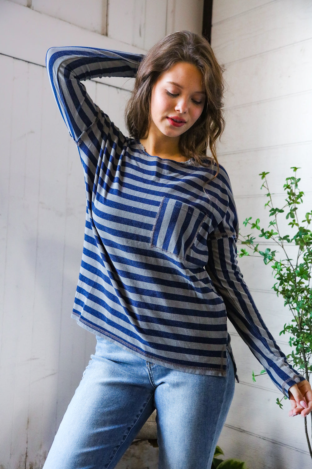 Navy Days Long Sleeve Top - Charming Charlie