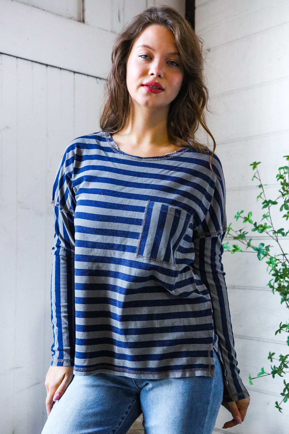 Navy Days Long Sleeve Top - Charming Charlie