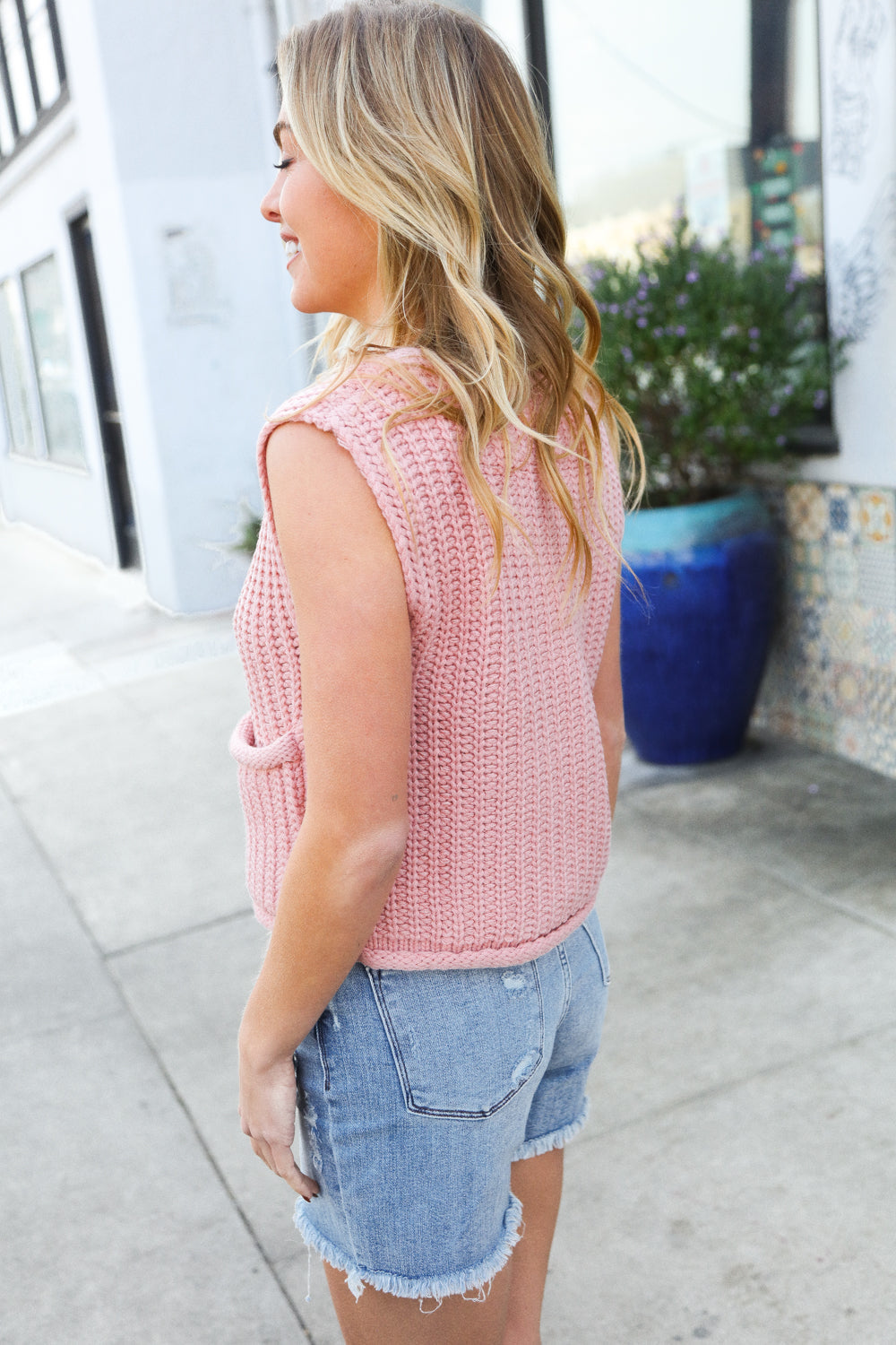 Classy Chic Gold Button Down Chunky Sweater Vest - Charming Charlie
