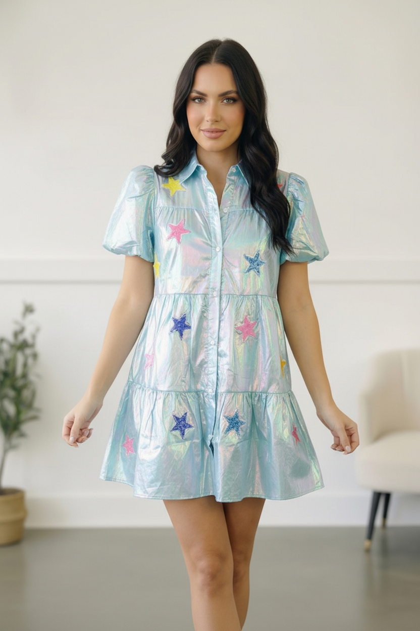 Nova Night Out Tiered Bubble Sleeve T Shirt Dress - Charming Charlie