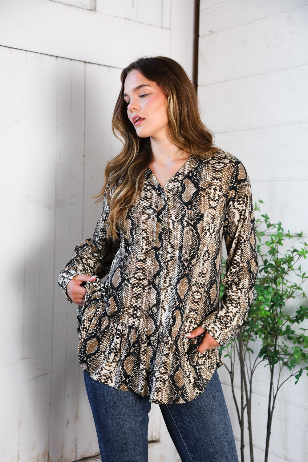 Follow Your Instincts Button Down Blouse - Charming Charlie