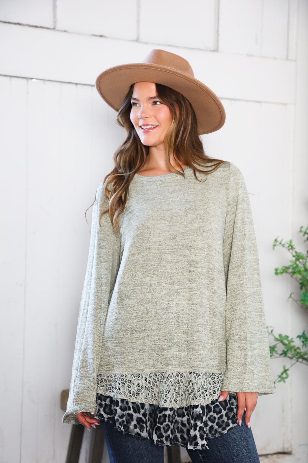 For the Love of Lace Leopard Trim Sweater - Charming Charlie