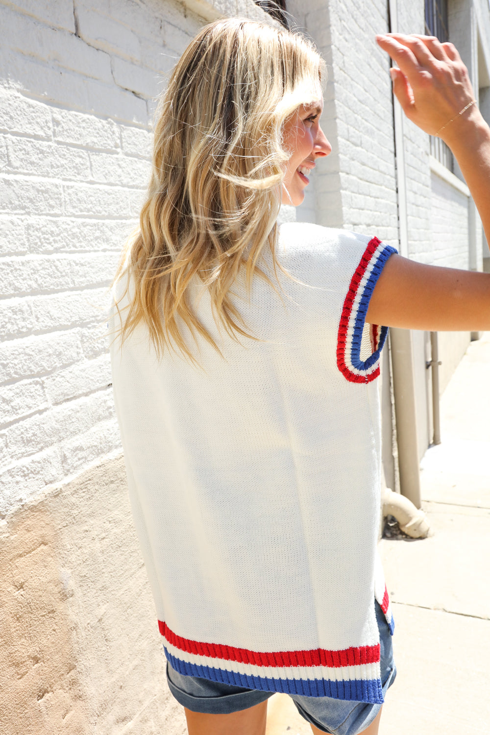Holiday Ready Red/White & Blue USA Embroidery Dolman Top - Charming Charlie