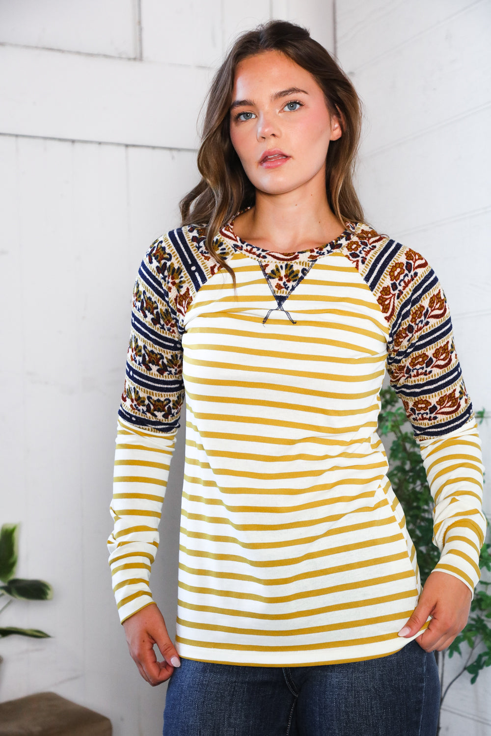 Stripes for Days Vintage Floral Raglan - Charming Charlie