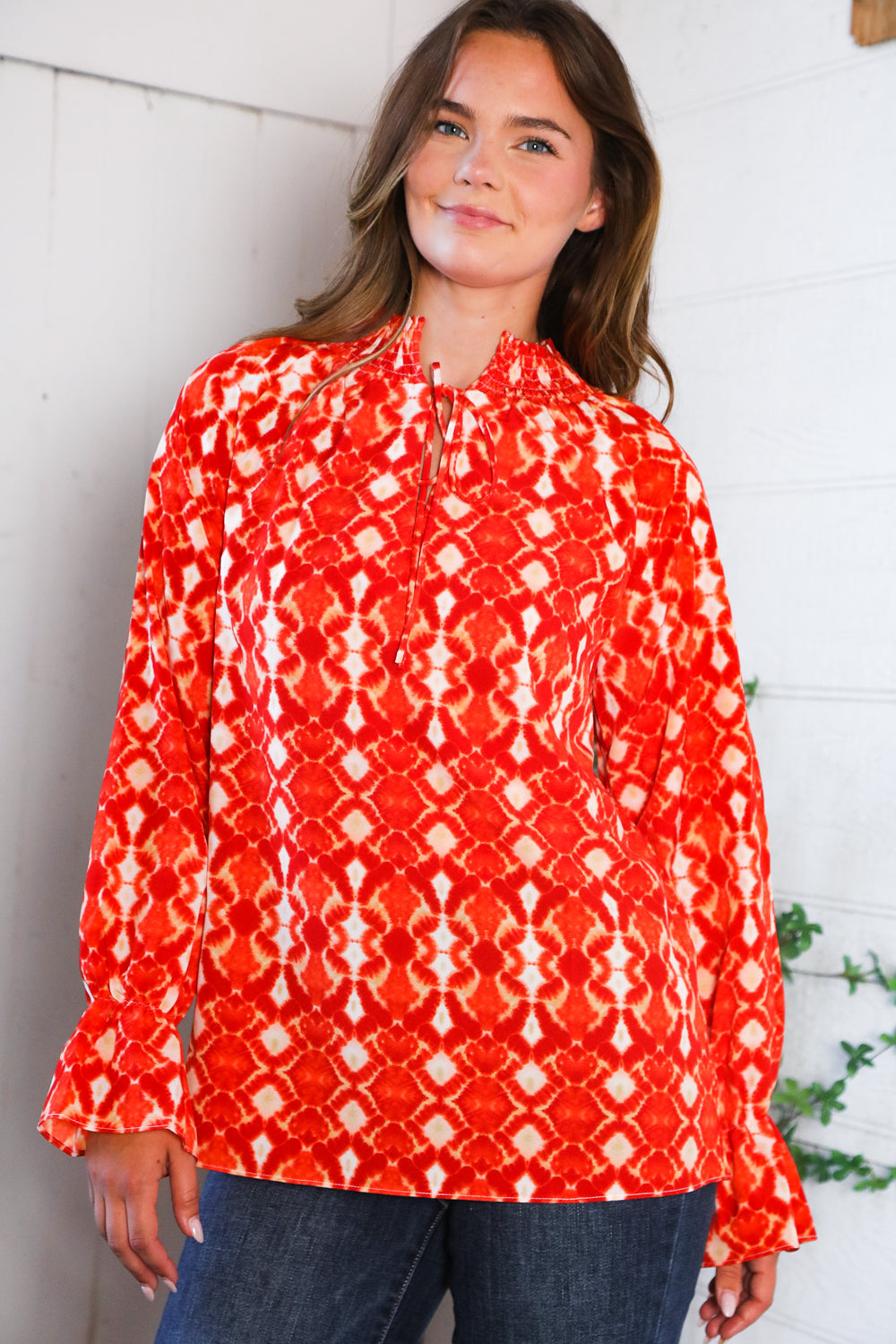 Red Hot Ruffles Woven Blouse - Charming Charlie