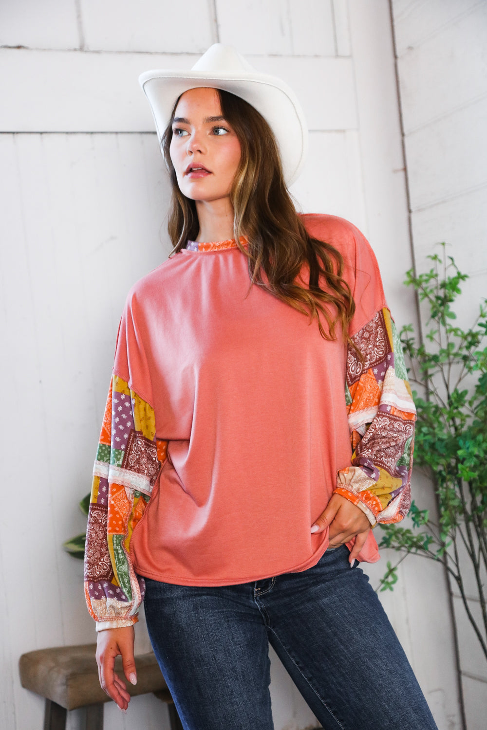 Wanderlust Patchwork Long Sleeve Top - Charming Charlie