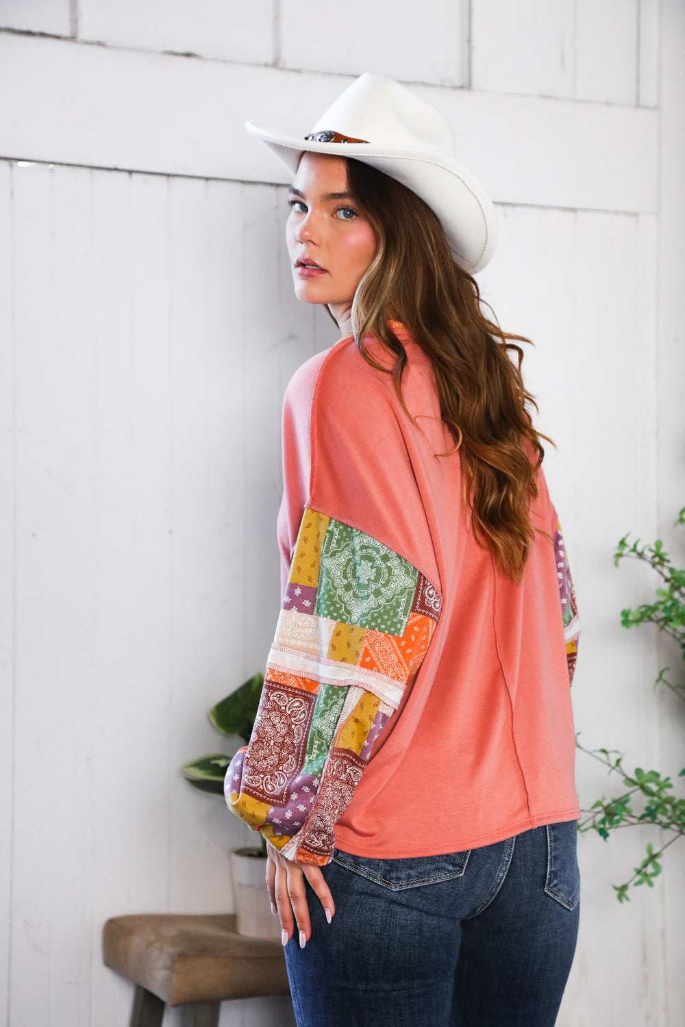 Wanderlust Patchwork Long Sleeve Top - Charming Charlie