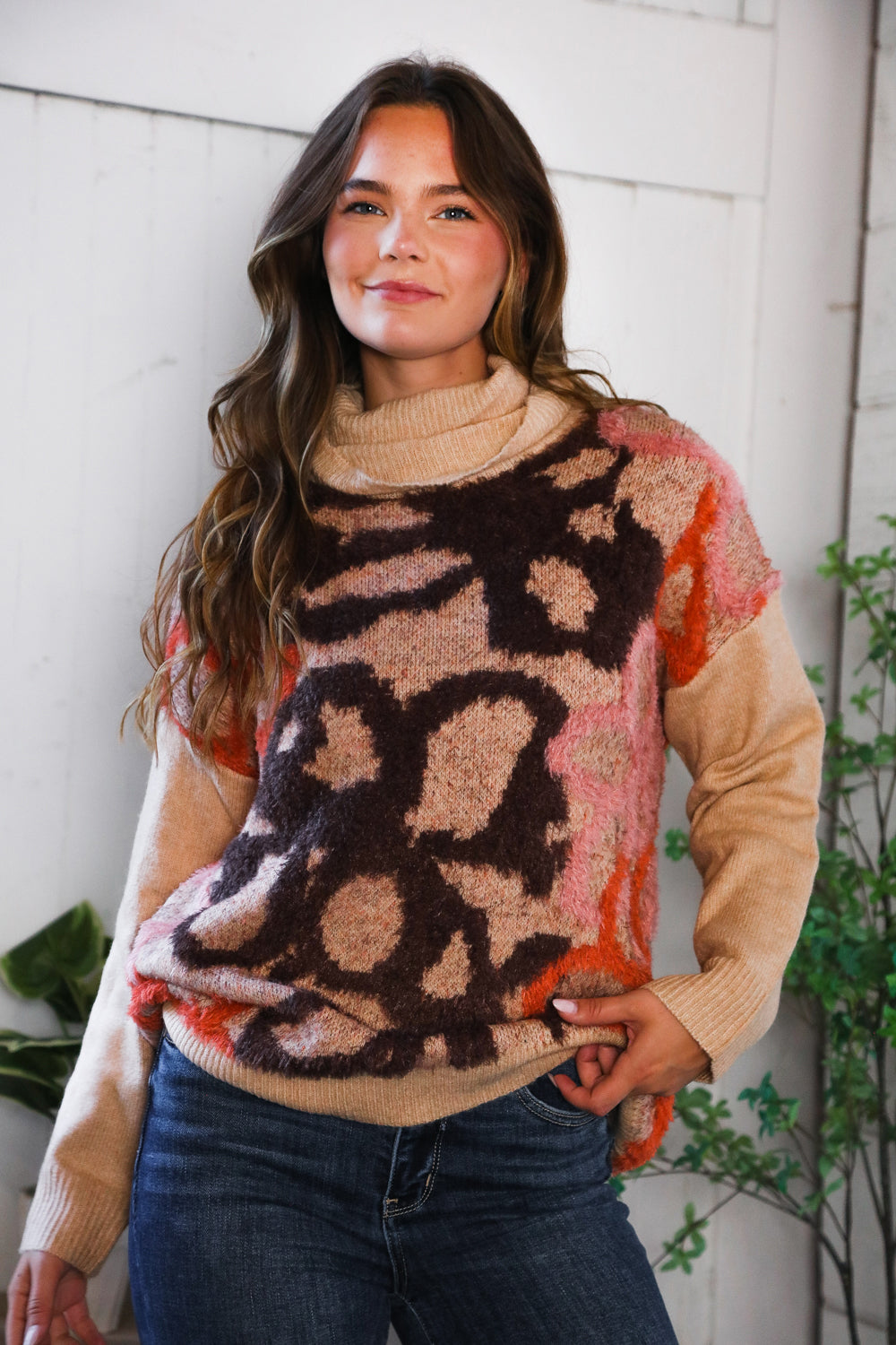 Blooms in Autumn Turtleneck Cozy Sweater - Charming Charlie