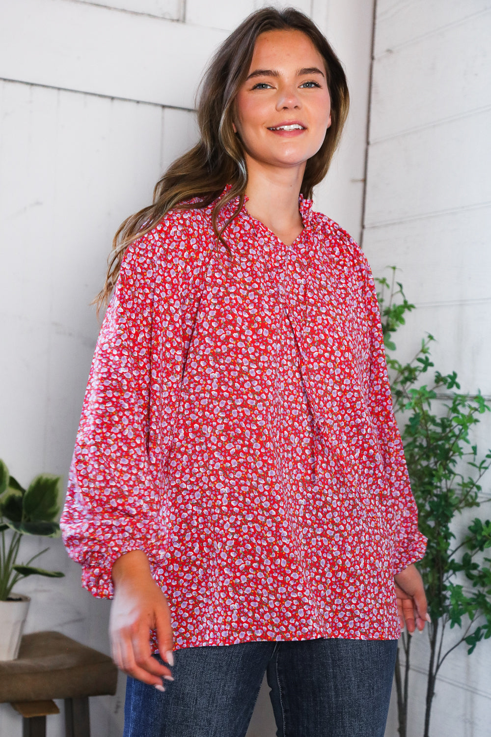 Poppy Daydream Floral Woven Blouse - Charming Charlie