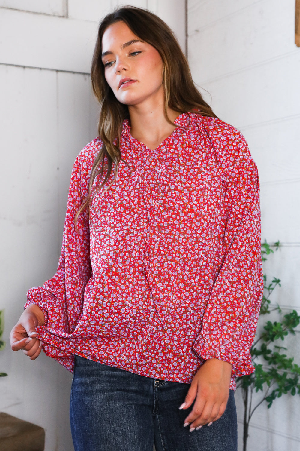 Poppy Daydream Floral Woven Blouse - Charming Charlie