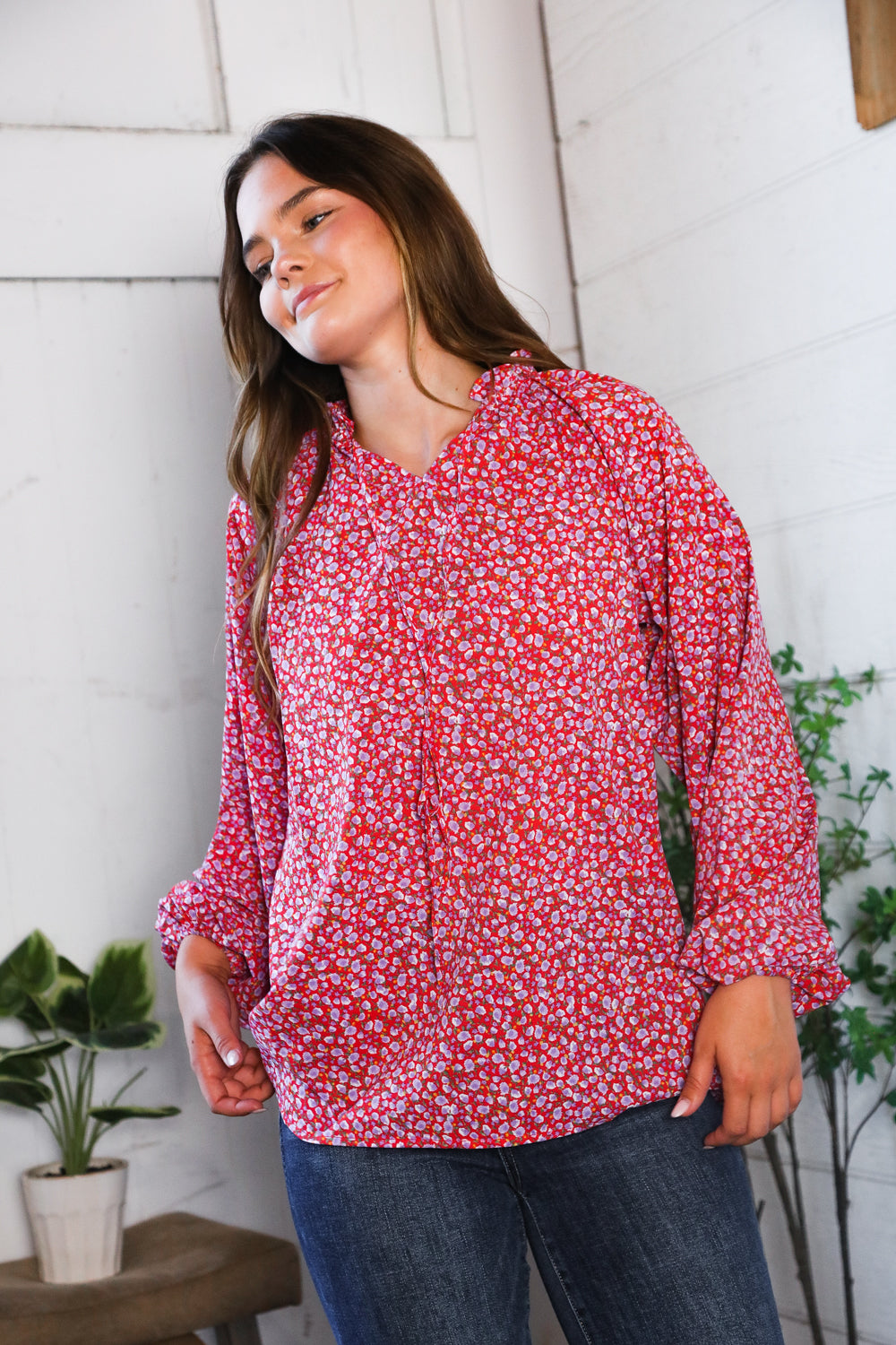 Poppy Daydream Floral Woven Blouse - Charming Charlie