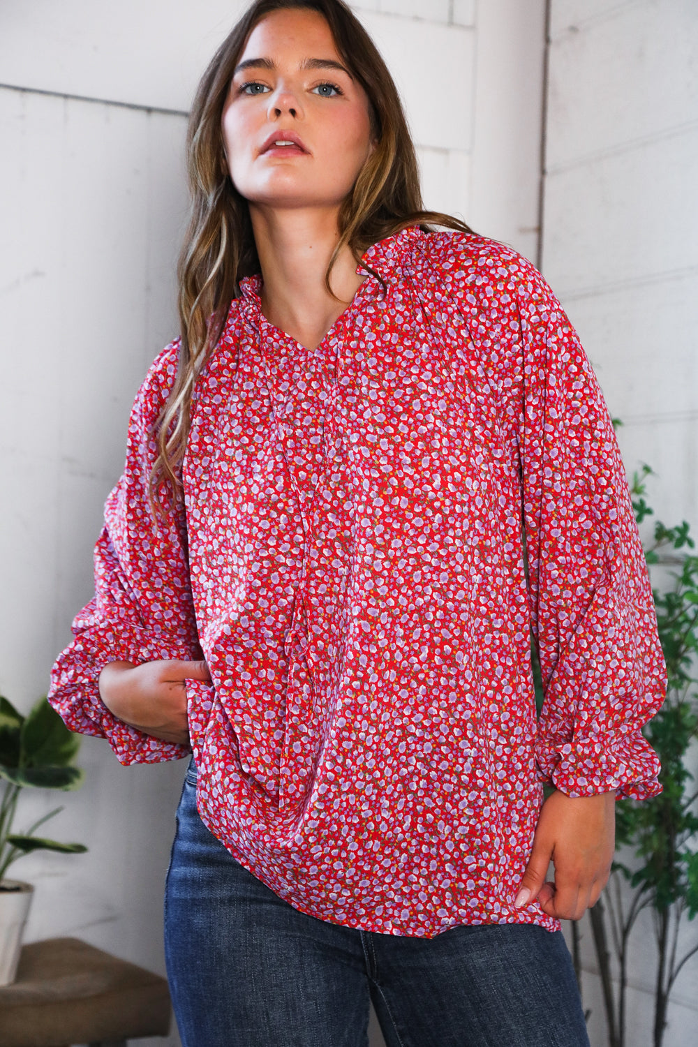 Poppy Daydream Floral Woven Blouse - Charming Charlie