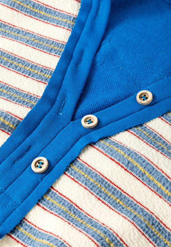 Striped Johnny Collar Long Sleeve Sweatshirt - Charming Charlie