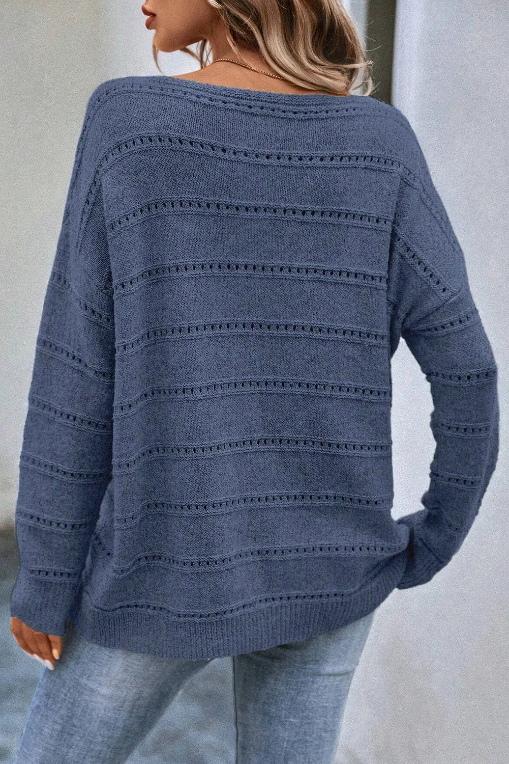 Boat Neck Dropped Shoulder Sweater - Charming Charlie