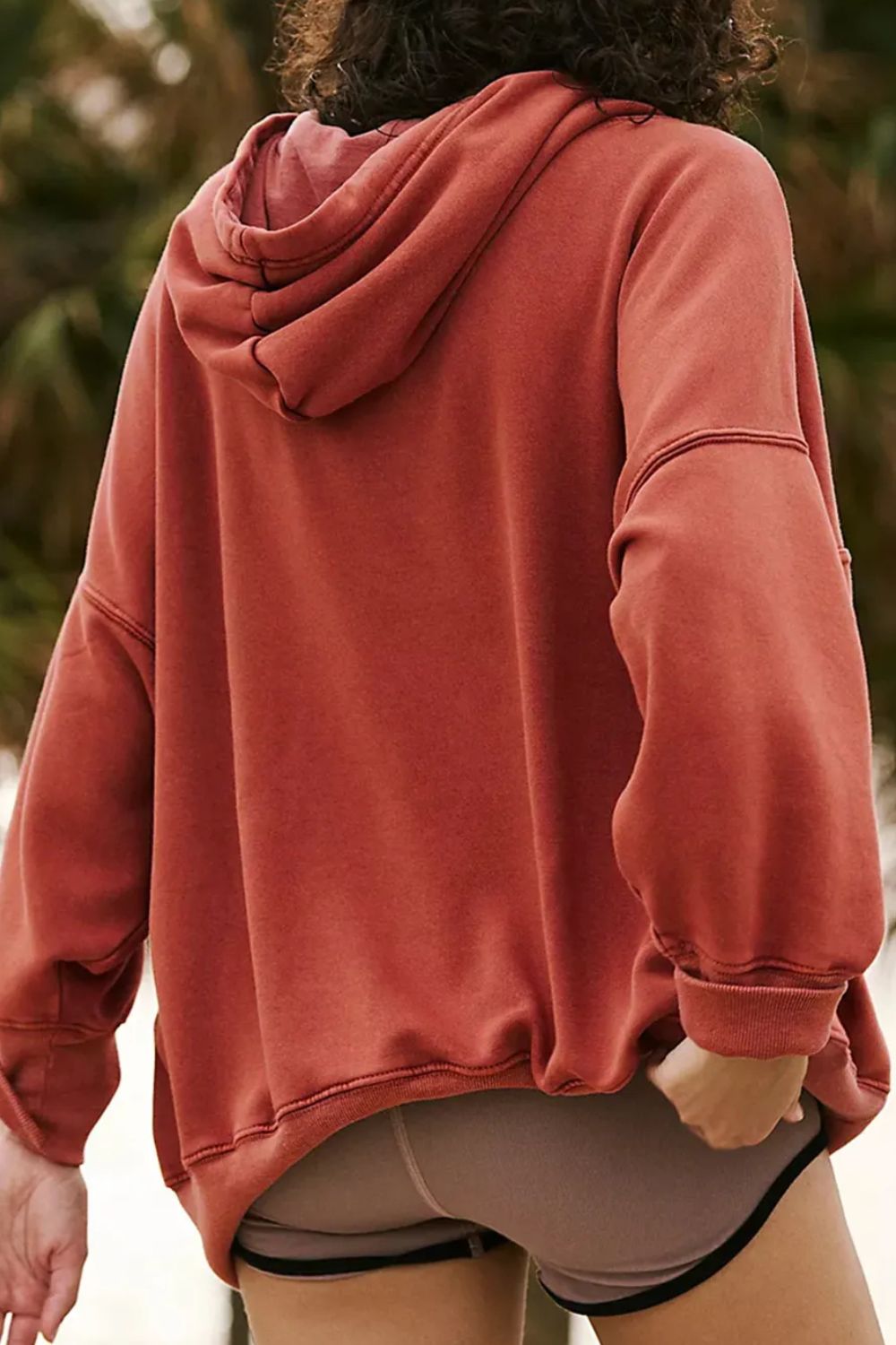Drawstring Dropped Shoulder Long Sleeve Hoodie - Charming Charlie
