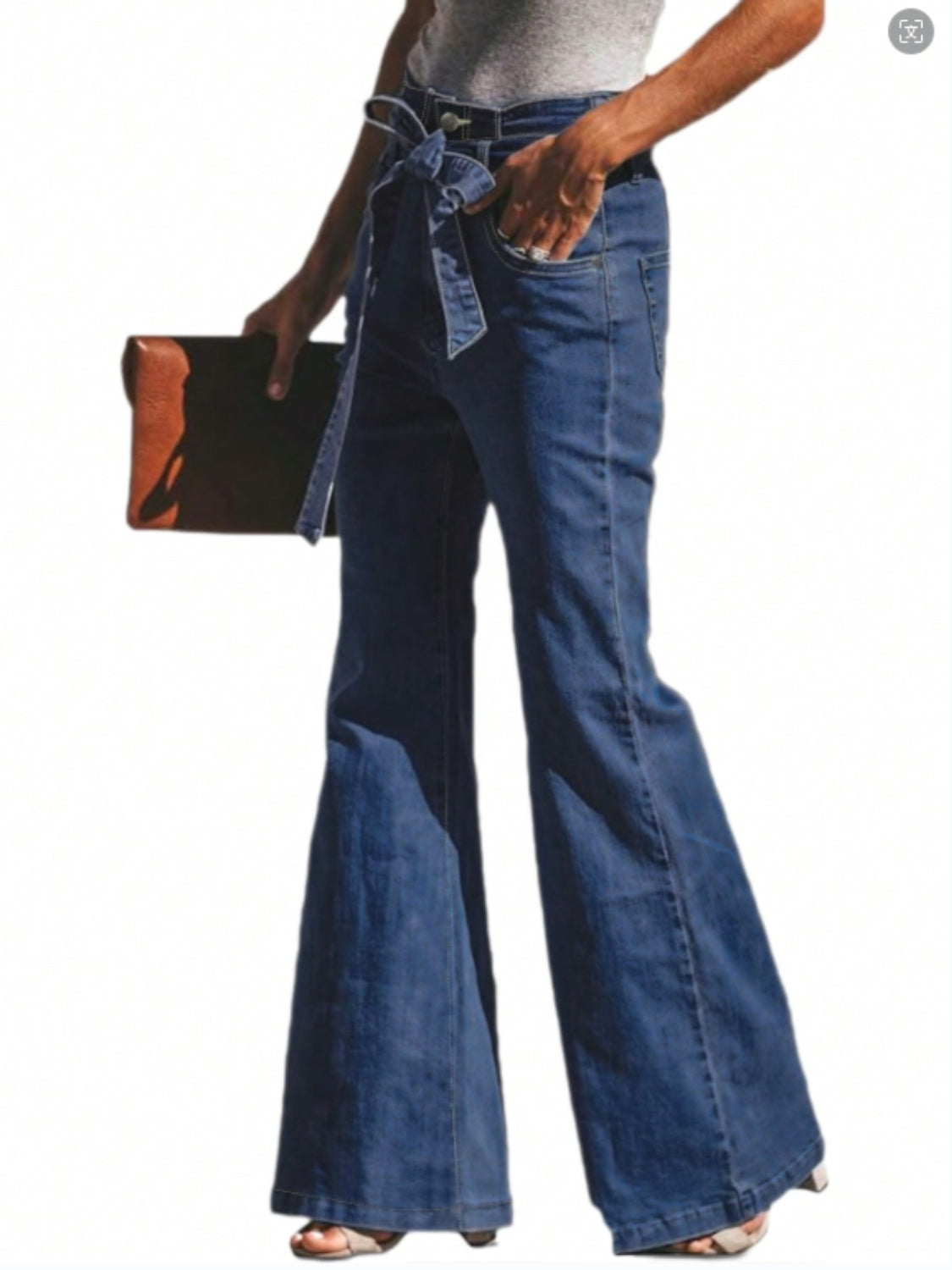 Tied Flare Jeans with Pockets - Charming Charlie